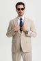 Men's Vested One Button Peak Lapel Stacy Adams Designer Suit in Tan