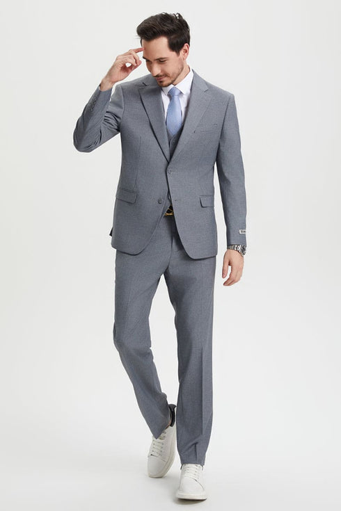 Mens Stacy Adams Suit - Stacy Adams Suit Men's Designer Two Button Vested Suit in Grey