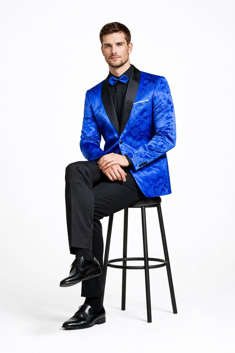 Mens Blazer - Paisley Sport Coat - Royal Prom 2026 Tuxedo Dinner Jacket Blazer