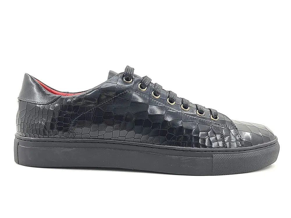 Men’s Embossed Leather Casual Fashion Sneaker