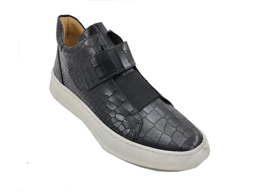 Men’s Embossed Leather Mid-Top Sneakers