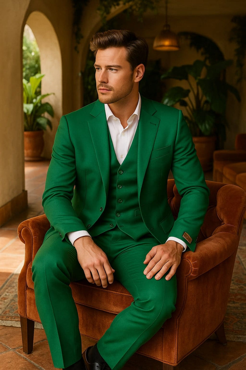 Mens Emerald Green 3-Piece Suit â€“ Slim Fit Wedding and Formal Suit by Alberto Nardoni