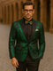 Emerald Green Paisley Tuxedo Suit - Prom Floral Tuxedo Suit - Groom Wedding Suit