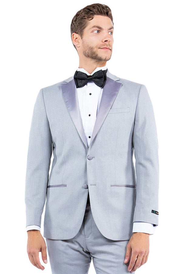 "Light Grey Modern Fit Men's Tuxedo Jacket - Two Button Notch Lapel"