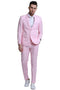 Pink Linen Men's Beach Wedding Suit - Two Button Peak Lapel Style