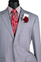 Nola Collection - Light Gray Regular Fit 2 Piece Suit Flat Front Pants with 2â€³ Elastic Waistband