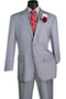 Nola Collection - Light Gray Regular Fit 2 Piece Suit Flat Front Pants with 2â€³ Elastic Waistband