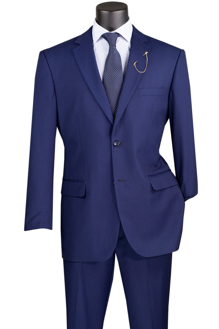 Nola Collection - Patriot Blue Regular Fit 2 Piece Suit Flat Front Pants with 2â€³ Elastic Waistband
