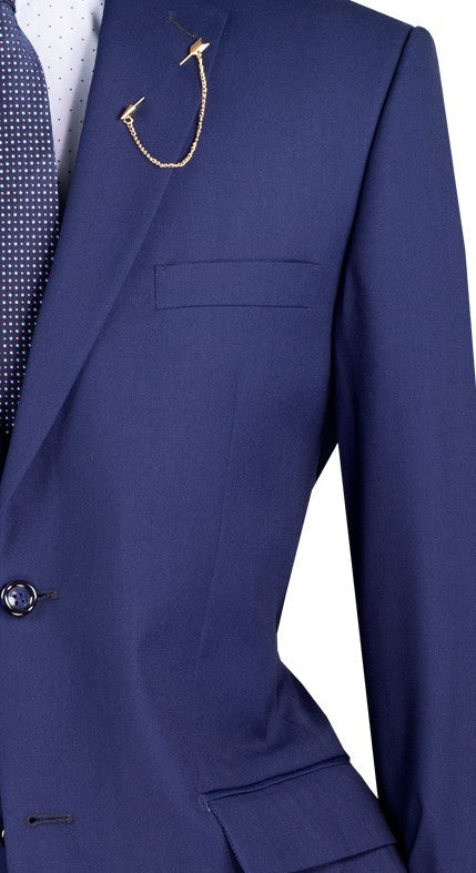 Nola Collection - Patriot Blue Regular Fit 2 Piece Suit Flat Front Pants with 2â€³ Elastic Waistband
