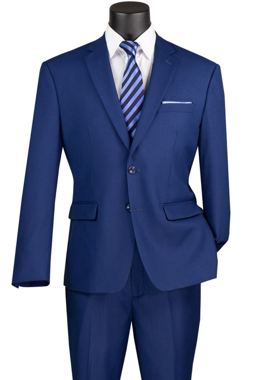 Nola Collection - Twilight Blue Regular Fit 2 Piece Suit Flat Front Pants with 2â€³ Elastic Waistband