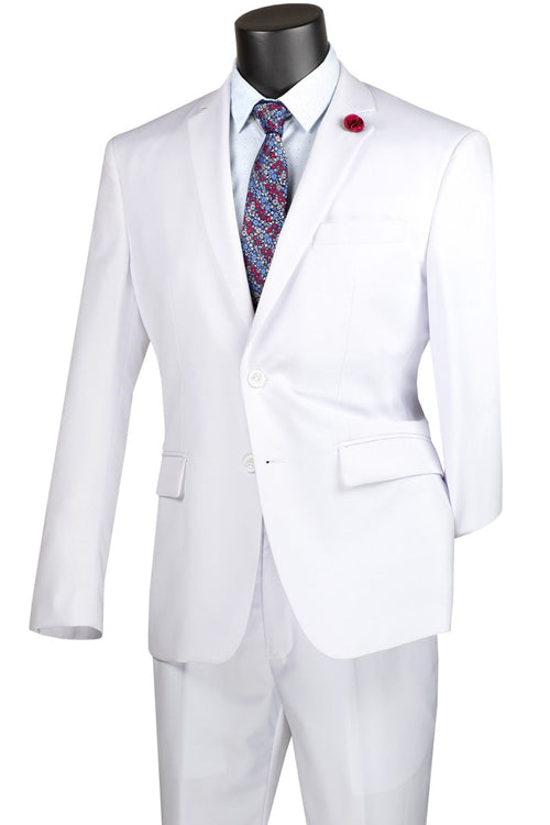 Nola Collection - White Regular Fit 2 Piece Suit Flat Front Pants with 2â€³ Elastic Waistband