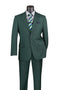 Nola Collection - Hunter Green Regular Fit 2 Piece Suit Flat Front Pants with 2â€³ Elastic Waistband
