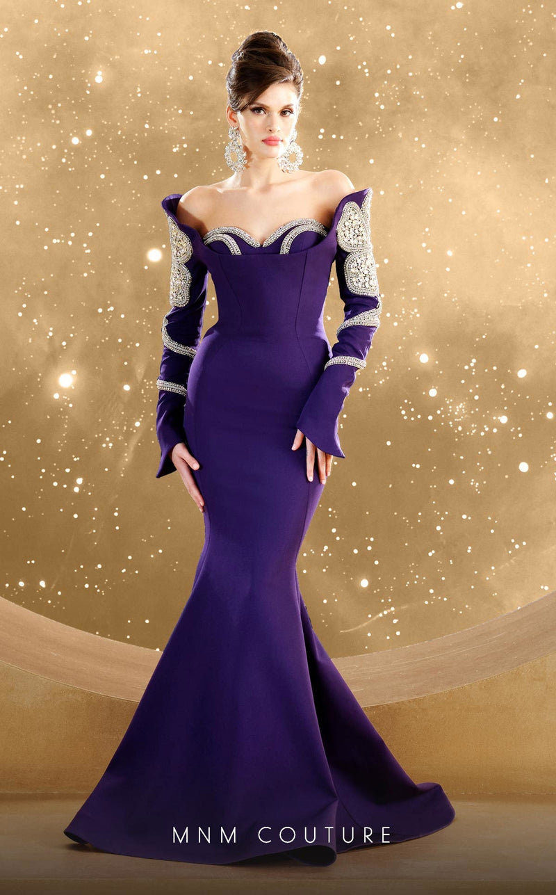 Fouad Sarkis F02858 Embellished Off-Shoulder Mermaid Gown