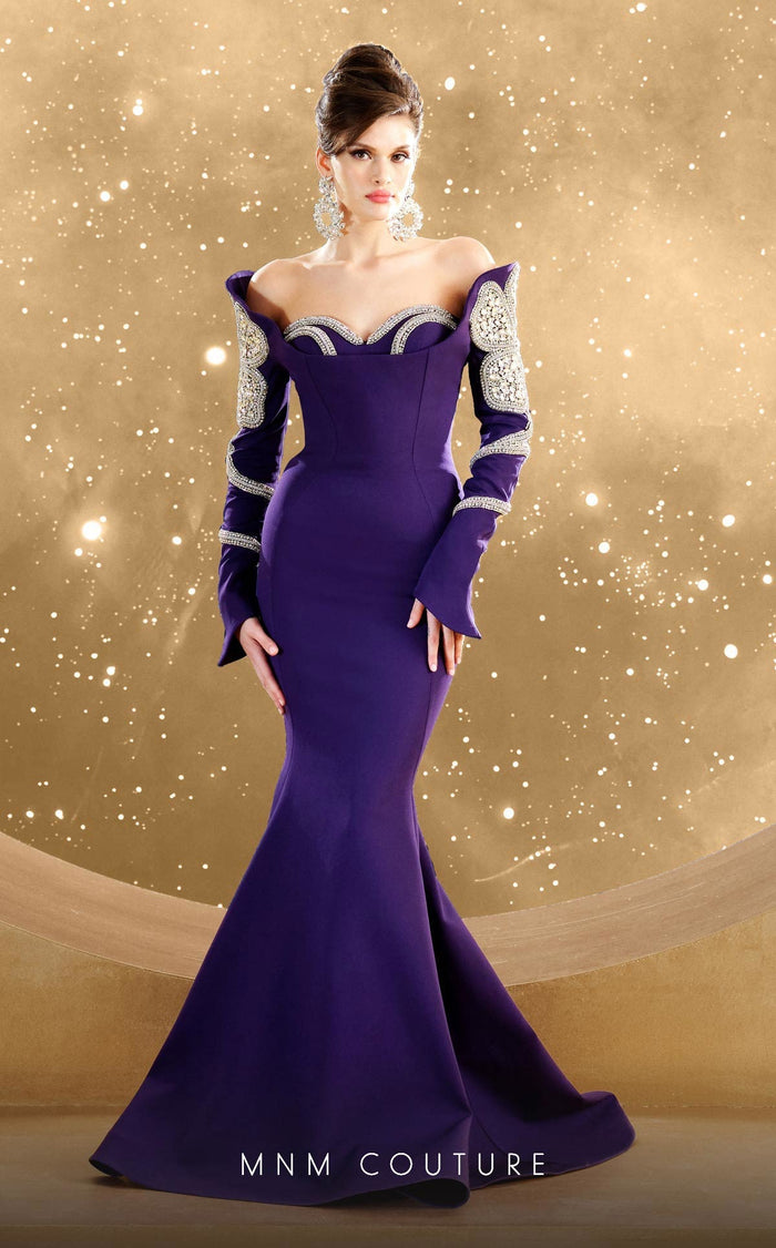 Fouad Sarkis F02858 Embellished Off-Shoulder Mermaid Gown