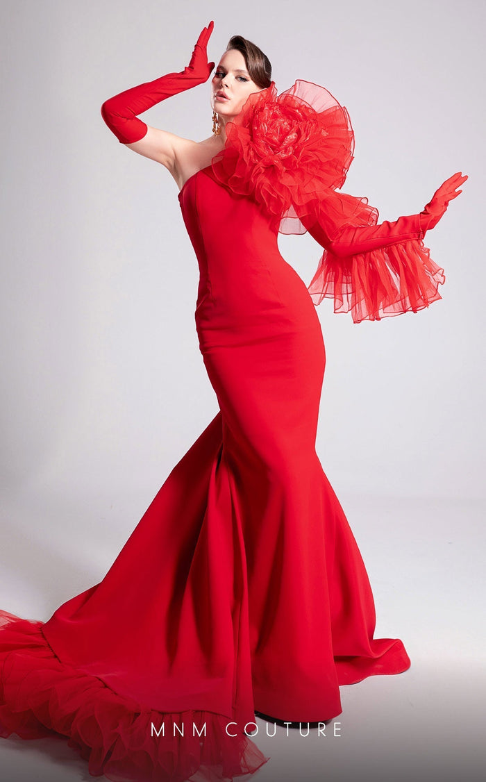 Fouad Sarkis F02906 One-Shoulder Evening Gown