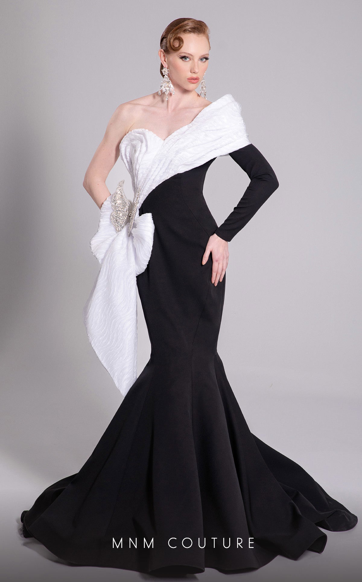 Fouad Sarkis F02907 One-Shoulder Mermaid Gown