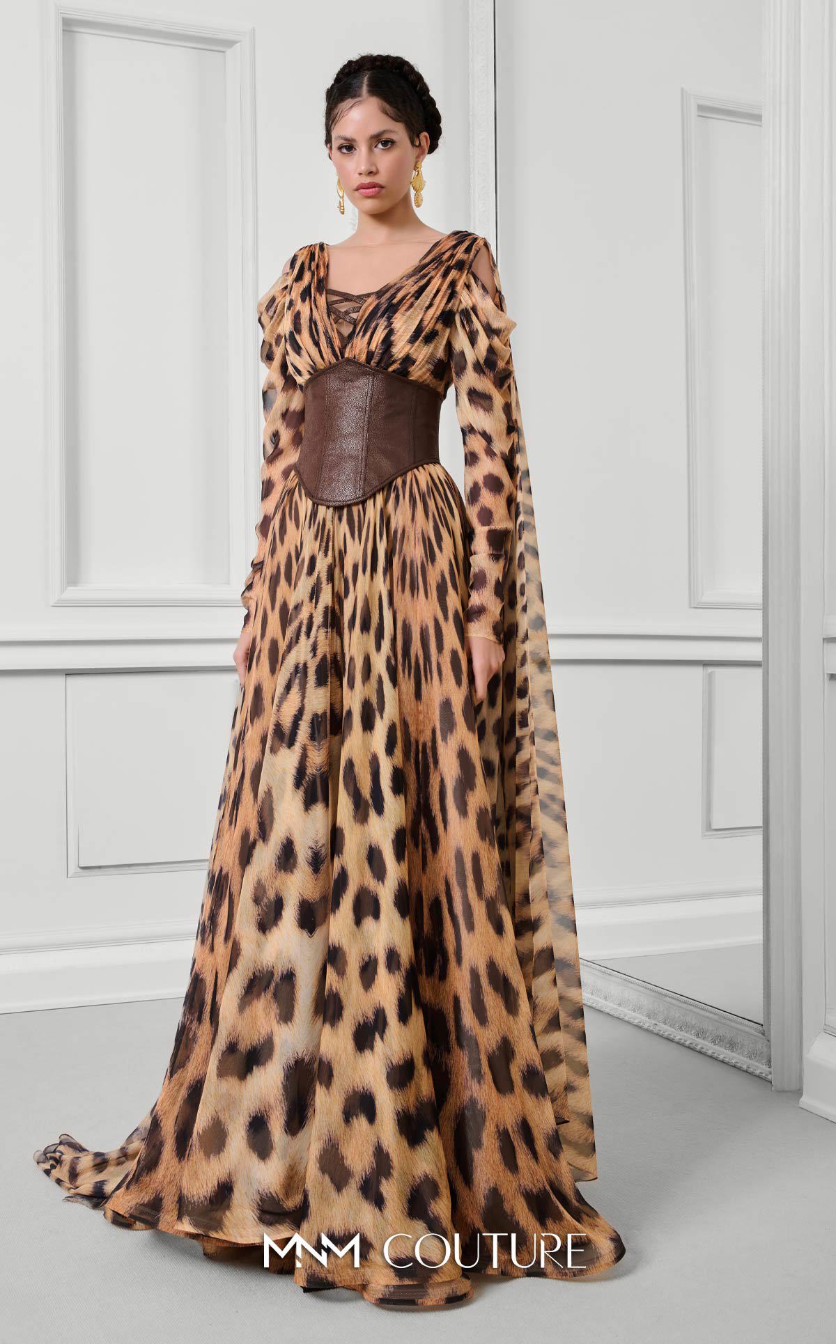 Fouad Sarkis F02921 Round Neck Evening Gown