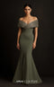Sequin Embellished Off-Shoulder Gown in Mint by MNM Couture