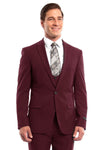 "Burgundy Men's Wedding & Prom 2025 Suit - One Button, Peak Lapel, Skinny Fit with Lowcut Vest"