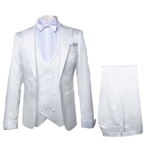 Rossi Man FORD RM1911 – Slim Fit White 3-Piece Suit for Men | Elegant Modern Formalwear