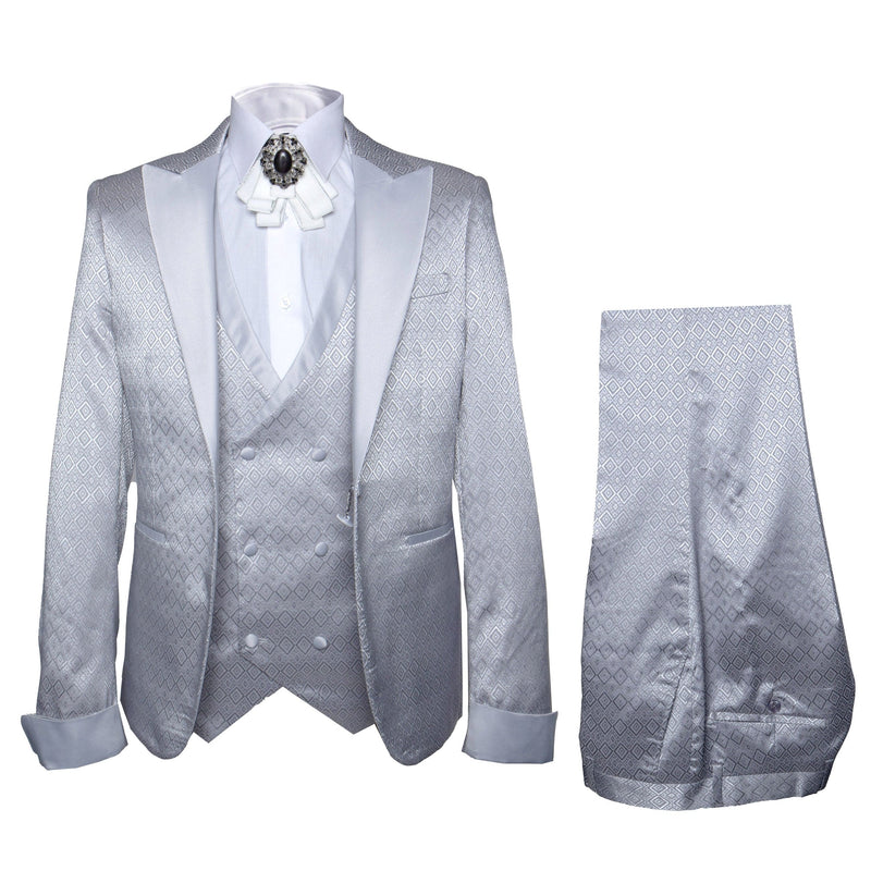 Rossi Man FORD RM1915 â€“ Men's Slim Fit 3-Piece Suit in Silver