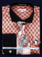 Floral Print Men's Dress Shirt & Tie Combo, Coral with Black Collar