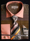 "Men's Black & Gold Arch Pattern French Cuff Shirt & Tie Combo"