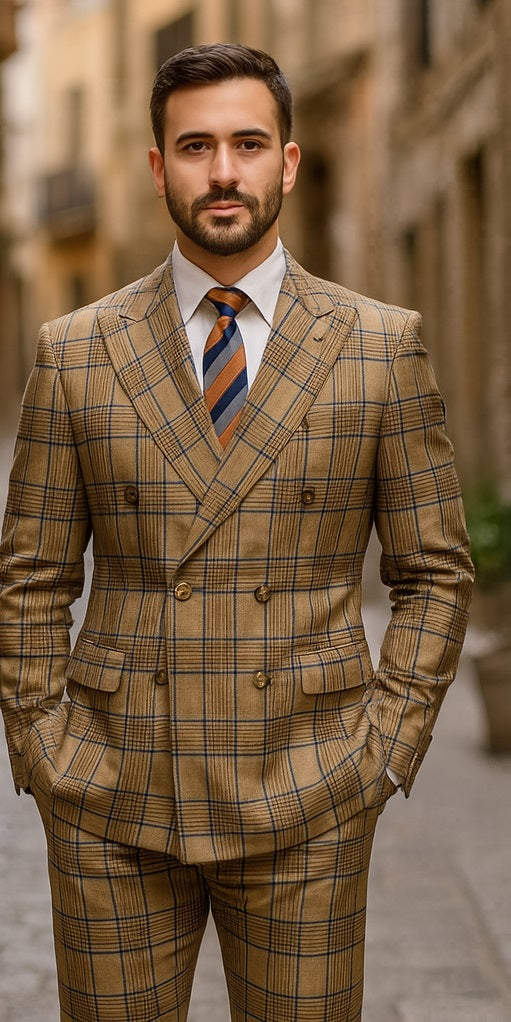 beige-plaid-double-breasted-suit