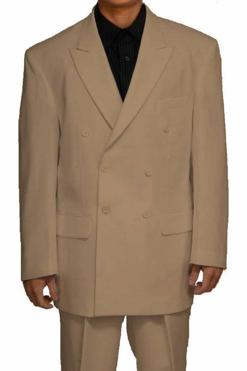 Mens Double Breasted Polyester Fashion Suit in Tan