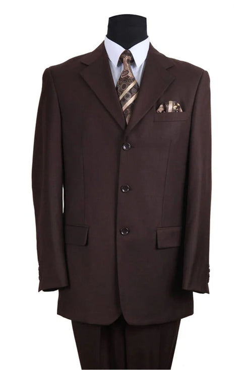 Mens 3 Button Wool Feel Suit - Designer Brand - Designer Brand Textured Suit in Brown