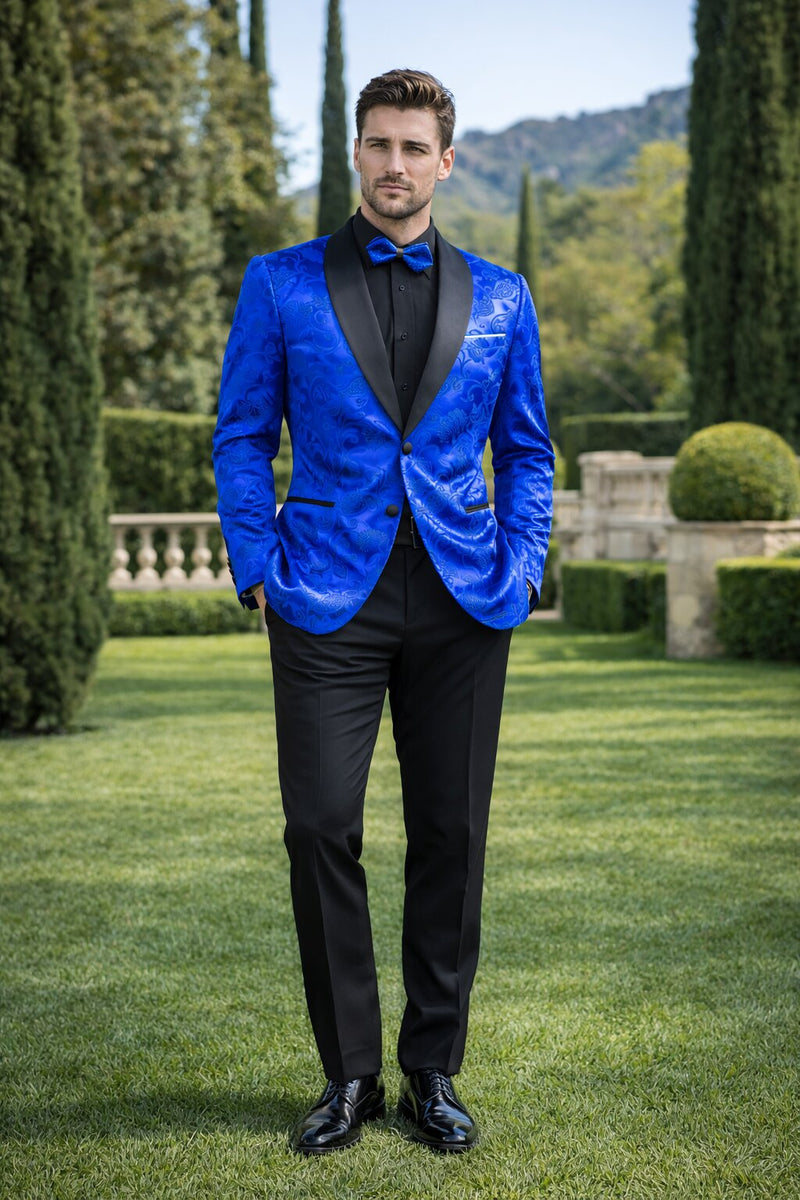 Mens Blazer - Paisley Sport Coat - Royal Prom 2026 Tuxedo Dinner Jacket Blazer