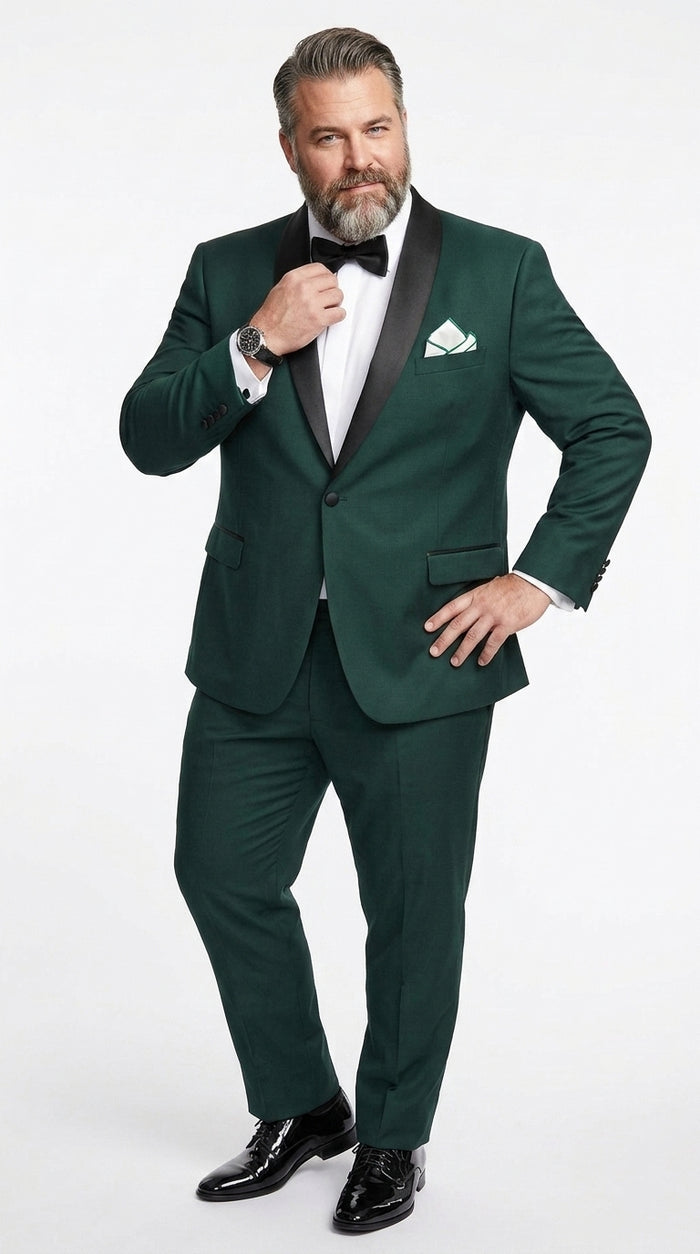 Men’s Dark Green Hunter Green Tuxedo with Black Shawl Collar, Formal Wedding Prom Suit