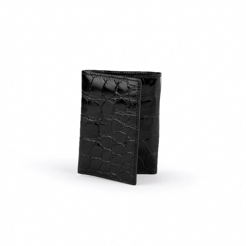 Mens Alligator Trifold Wallet in Black