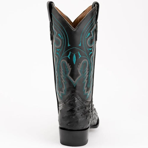 Ferinni Boot - Mens Dress Cowboy Boot  - Ferrini Men's Colt Full Quill Ostrich Boots Handcrafted - Black   in Black