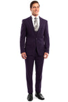 "Eggplant Men's Wedding & Prom 2025 Suit - One Button, Peak Lapel, Skinny Fit with Lowcut Vest"
