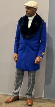 Mens Royal Blue Overcoat - AlbertoNardoniStore