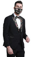 Mens One Button Vested Prom and Wedding Tuxedo Floral Peak Lapel Black