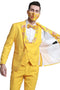 Mens One Button Vested Prom and Wedding Tuxedo Floral Peak Lapel Yellow Gold