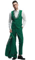 Mens One Button Vested Prom and Wedding Tuxedo Hunter Green with Floral Side Stripe Pants