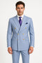Mens Light Blue Double-Breasted Suit with Gold Buttons â€“ Slim Fit 2-Piece Formal Set in Sky Blue Color