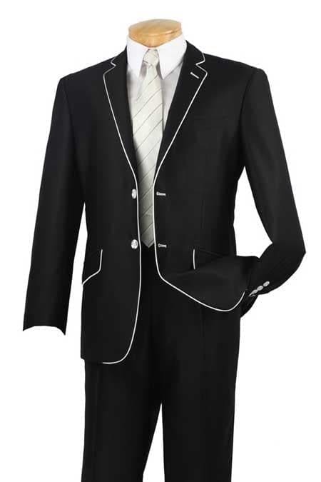 Mens Black and White Prom Suit - Black and White Wedding Groom Suit