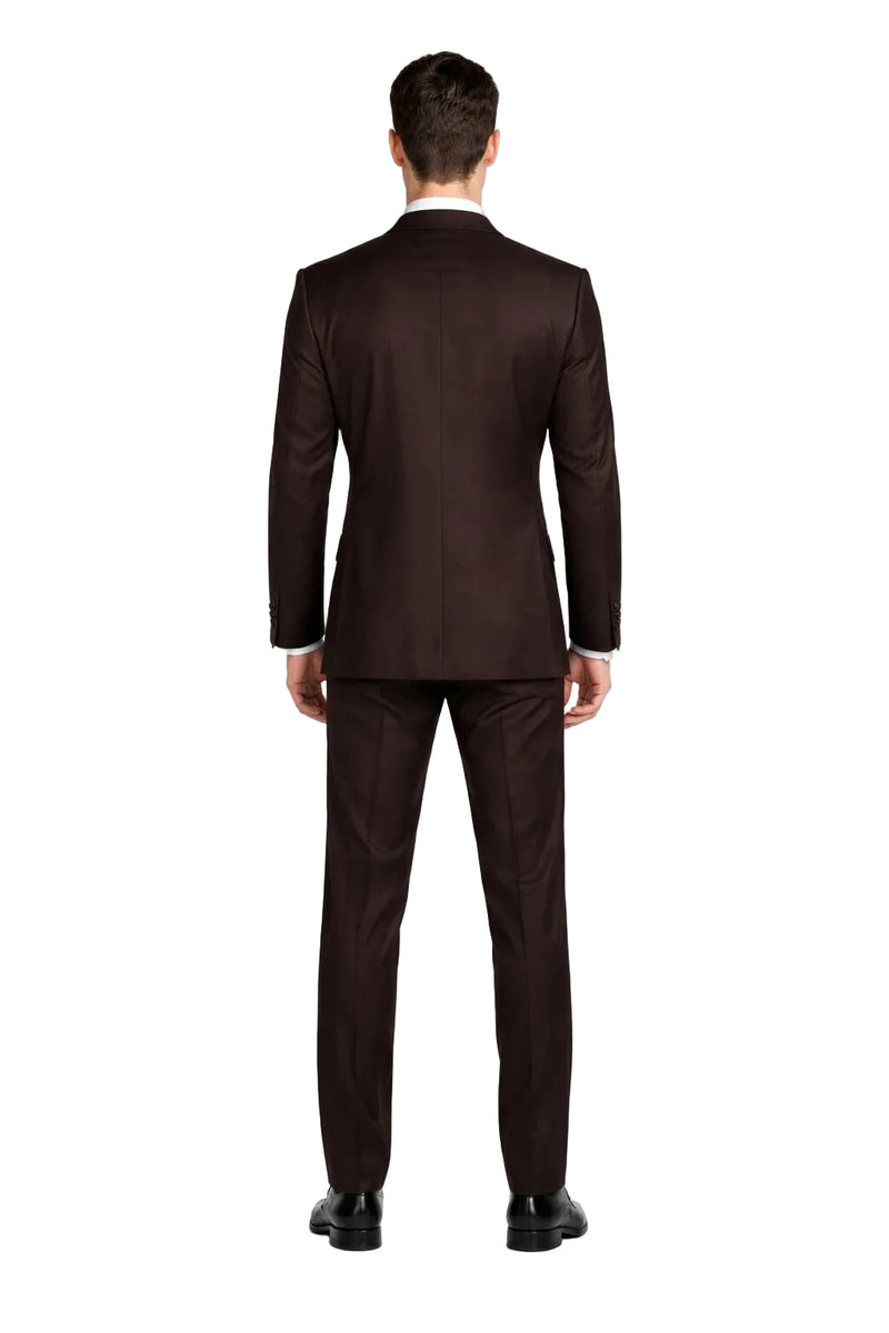 Men's Designer Double Breasted Wool Suit in Brown