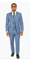 Sharkskin Textured 3-Piece Steel Blue - Dusty Blue Suit