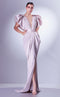 Gaby Charbachy G1324 Blush Angel Sleeve Slit Evening Gown by MNM Couture