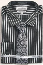 Mens Black Striped Dress Shirt - AlbertoNardoniStore