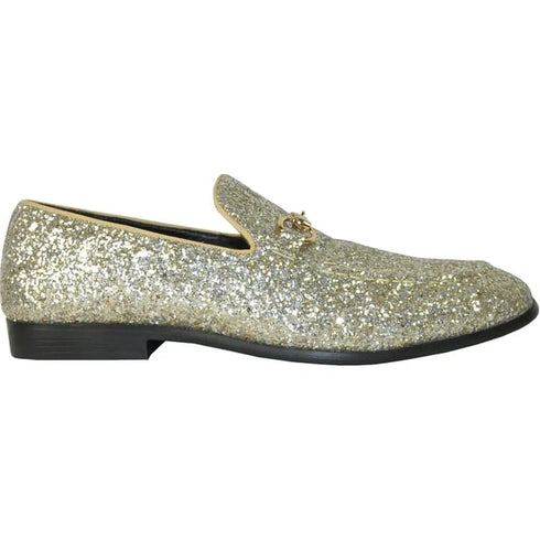 Mens Modern Glitter Sequin Prom Tuxedo Loafer In Gold