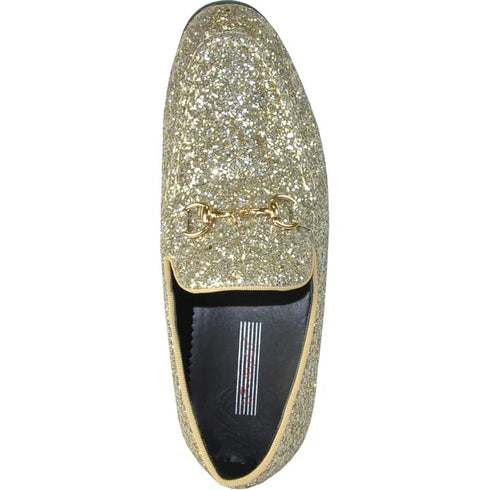 Mens Modern Glitter Sequin Prom Tuxedo Loafer In Gold