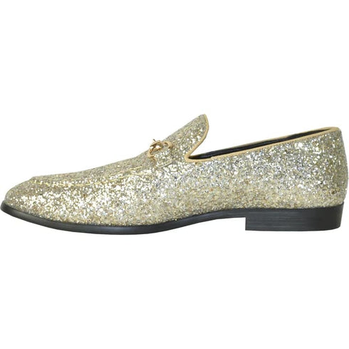 Mens Modern Glitter Sequin Prom Tuxedo Loafer In Gold