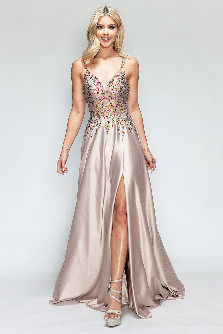 Prom Dress V-Neck Spaghetti Strap A-Line Formal Gown By Lenovia 8331-New Collection