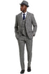 Plaid Suit - Windowpane Suit - Checkered Suit - Mens Vested Grey Suit